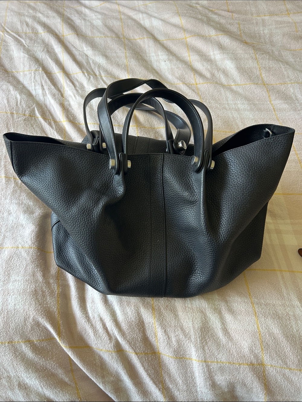 All Saints Black Pebbled Leather Tote